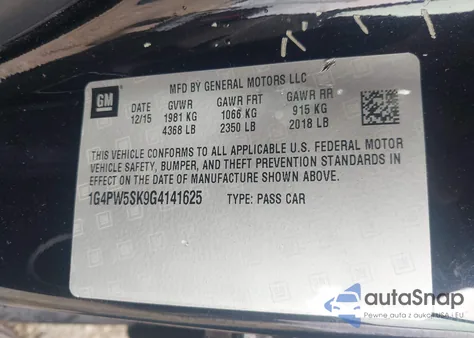 2016 Buick Verano Sport Touring Group z USA, uszkodzony, nr VIN 1G4PW5SK9G4141625